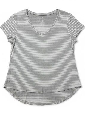 American Eagle Favorite T Gray & White Striped V-Neck Tee Super Soft Large